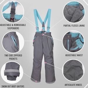 Gerry Girls' Performance Snow Pants with Removable Suspenders Ski Pants-Size 7/8